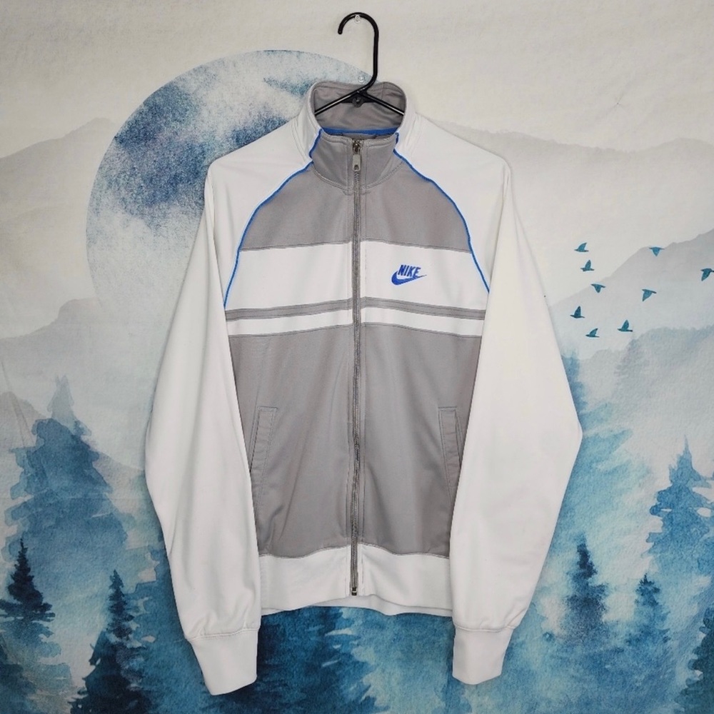 By NIKE-Sportswear Jacket /Gray, White /Full Zip Track -men’s Size M